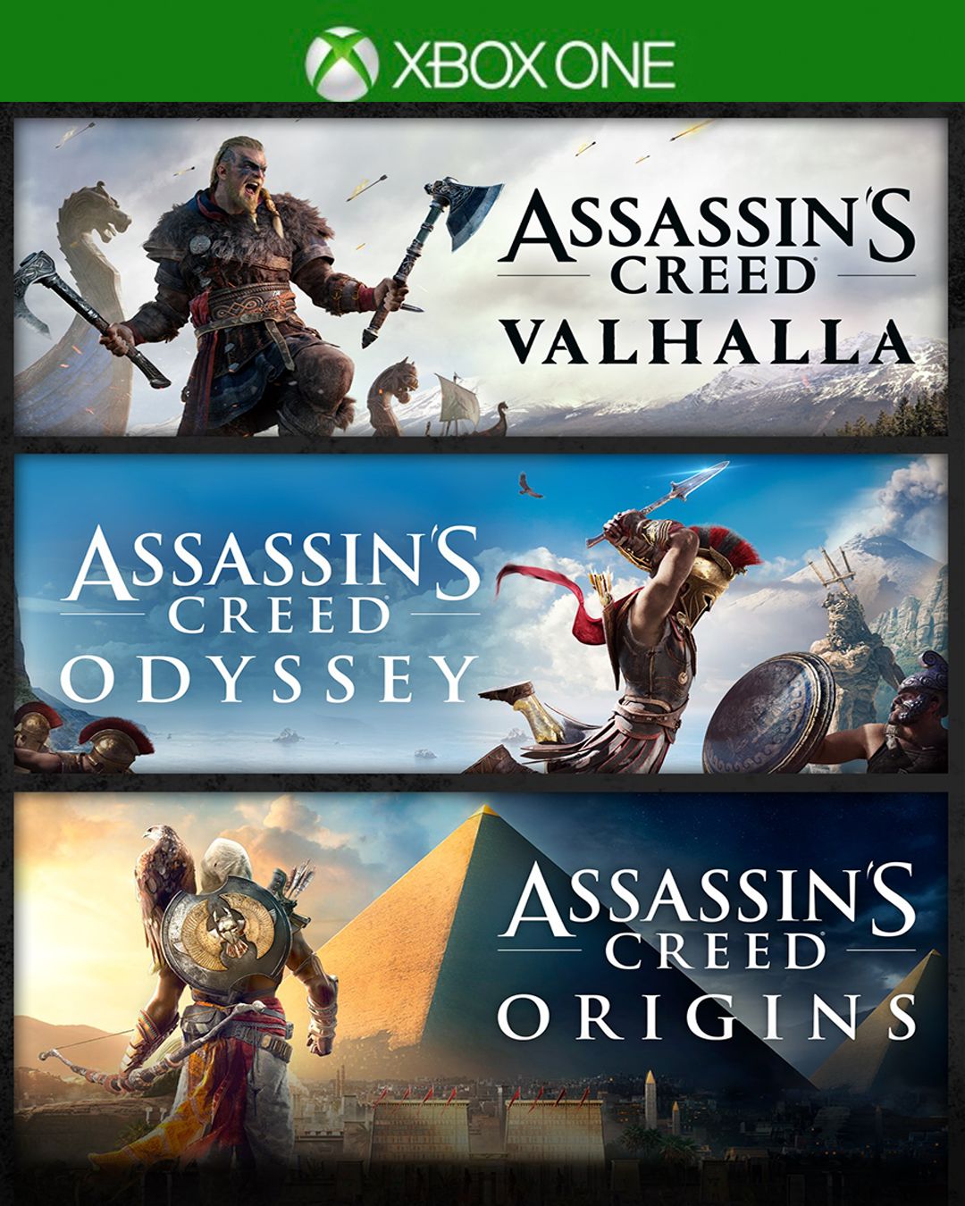 Paquete Assassin's Creed: Assassin's Creed Valhalla, Assassin's Creed Odyssey y Assassin's Creed Origins - XBOX ONE